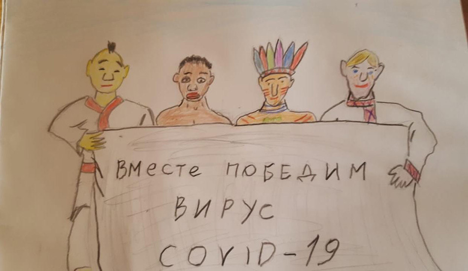 5. Капитанова Кира (9 лет) и Капитанова Лиза (10 лет). Название «Вместе победим вирус COVID-19».